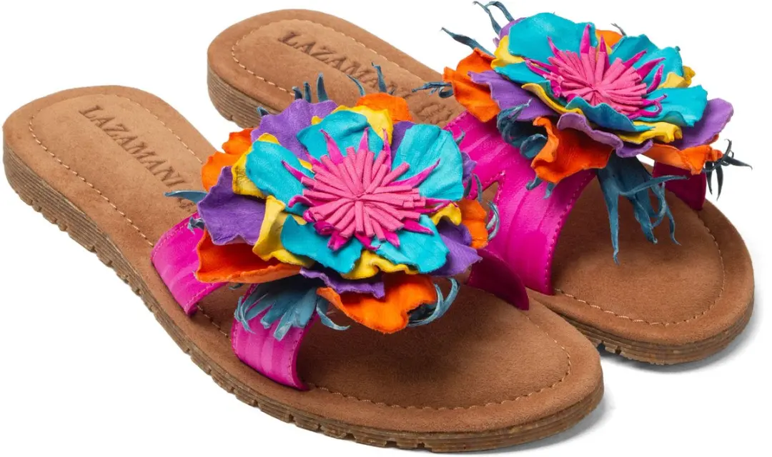 Lazamani Zinnia Dames Slippers Leer Roze - afbeelding 2 van 3