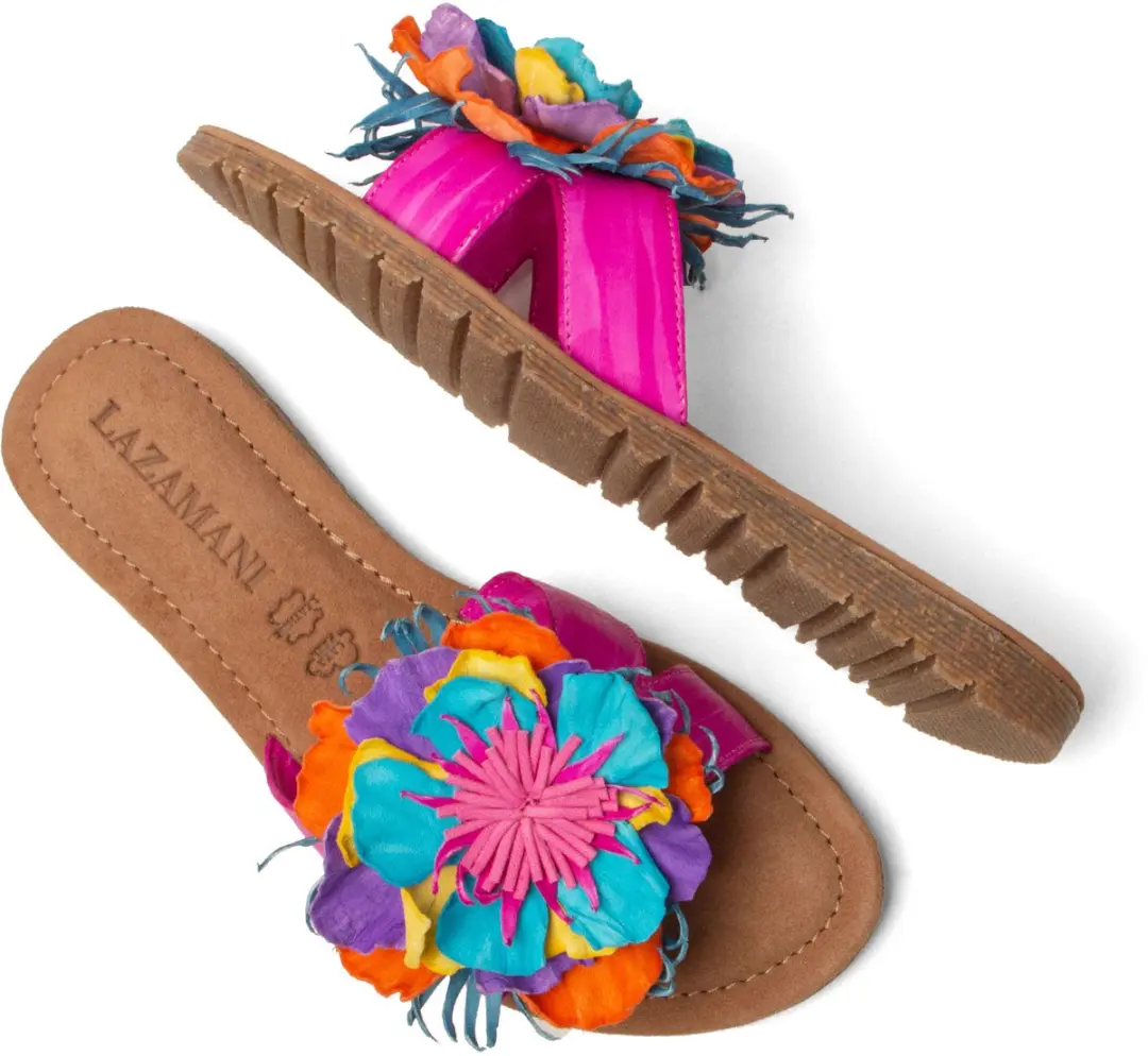 Lazamani Zinnia Dames Slippers Leer Roze - afbeelding 3 van 3