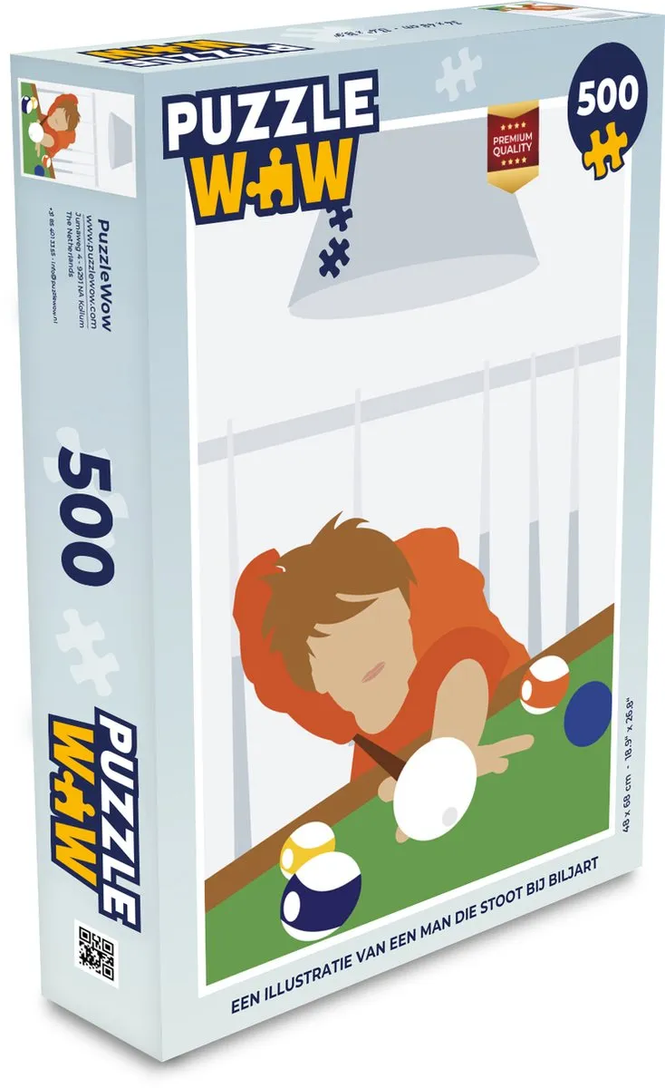 PuzzleWow Biljart Legpuzzel 500 Stuks - Multicolor