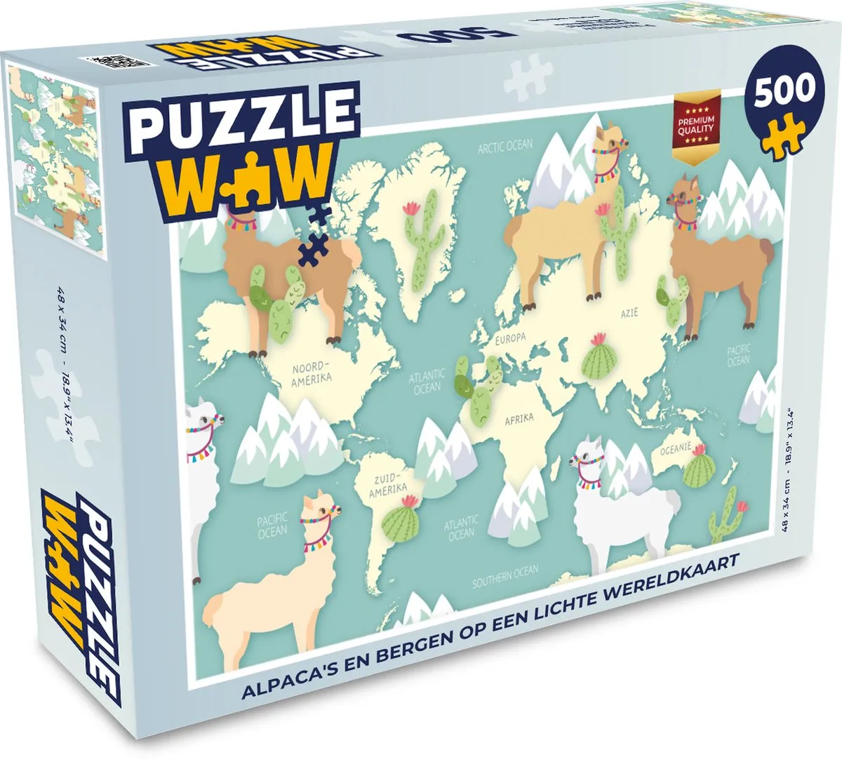 PuzzleWow Wereldkaart Legpuzzel 500 Stuks