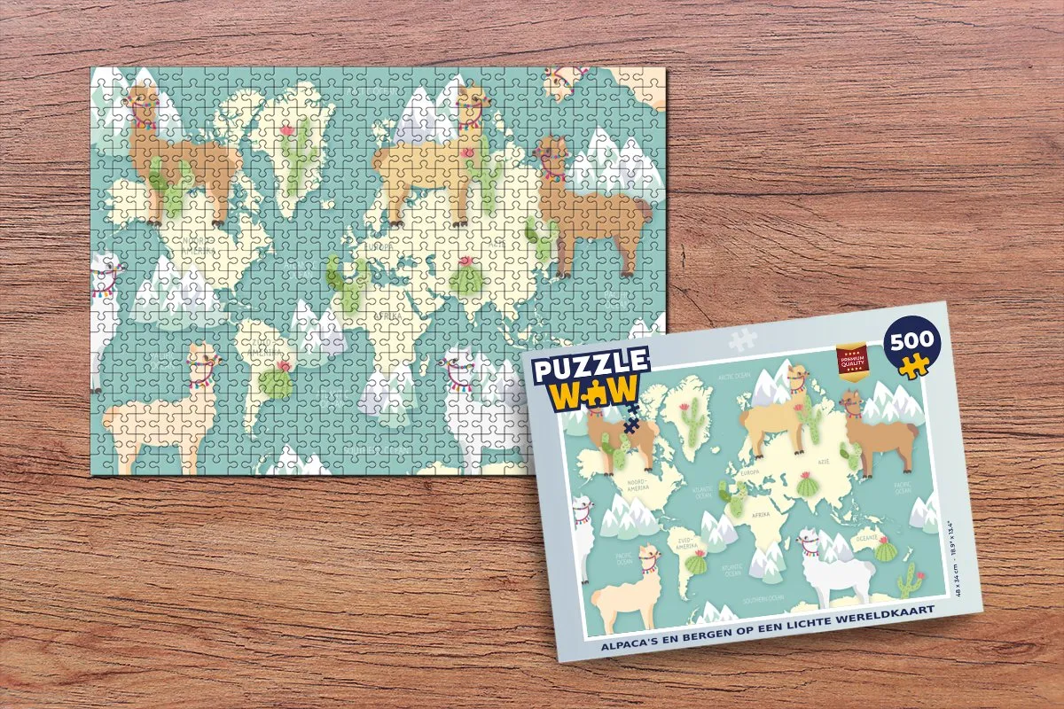 PuzzleWow Wereldkaart Legpuzzel 500 Stuks - Multicolor