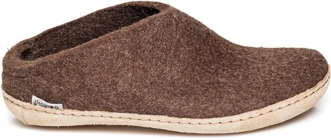 Glerups Slipper met leren zool-Bruin-38