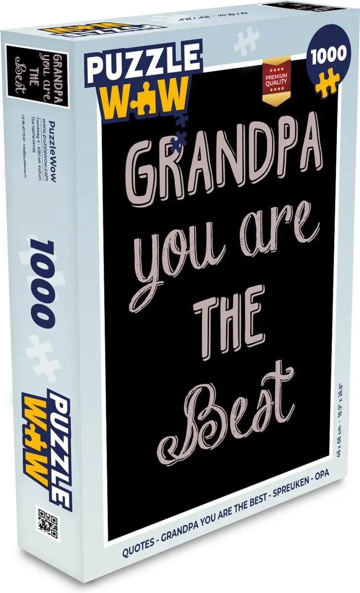 PuzzleWow Quotes Grandpa You Are The Best Legpuzzel 1000 Stuks