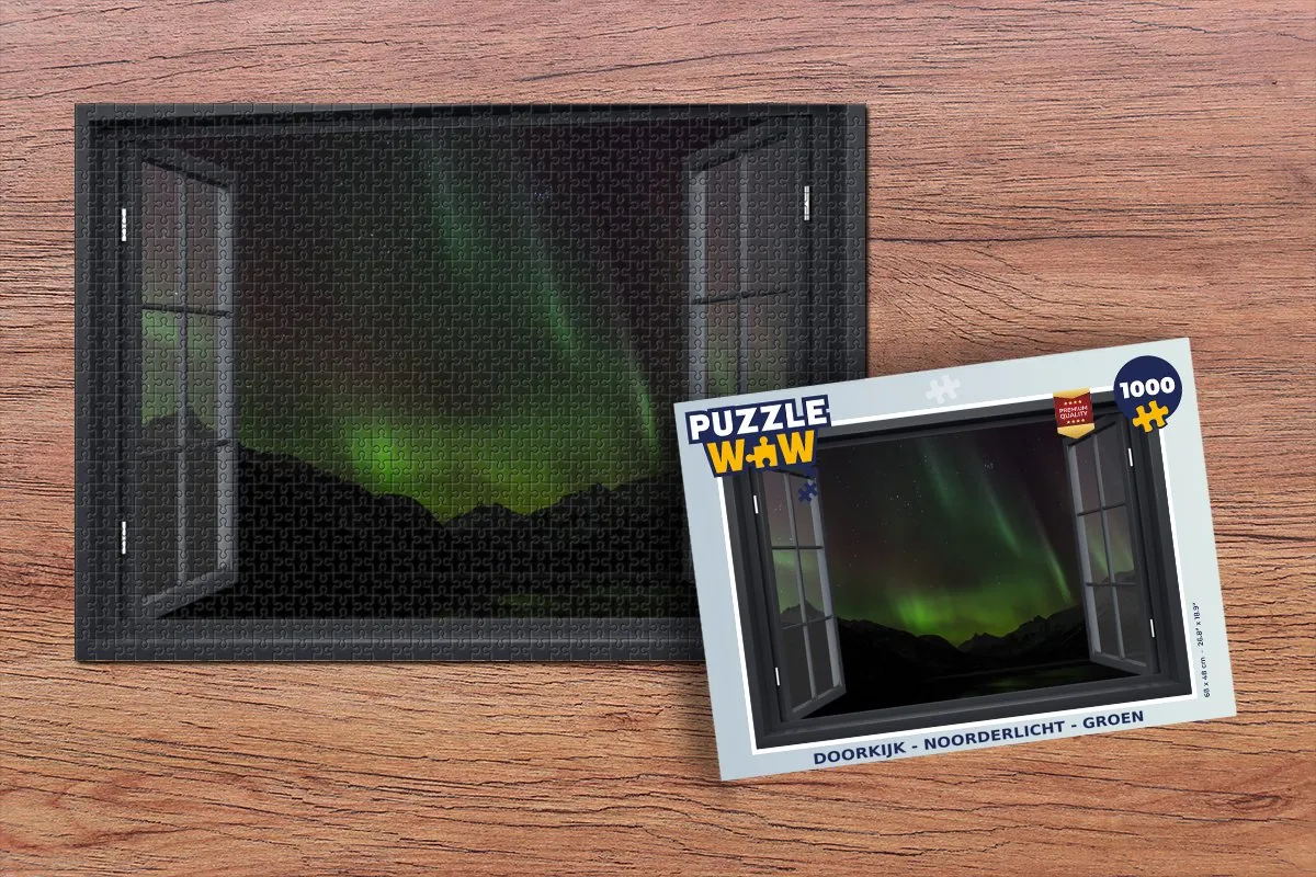 PuzzleWow Noorderlicht Legpuzzel 1000 Stuks - Groen/Multicolor