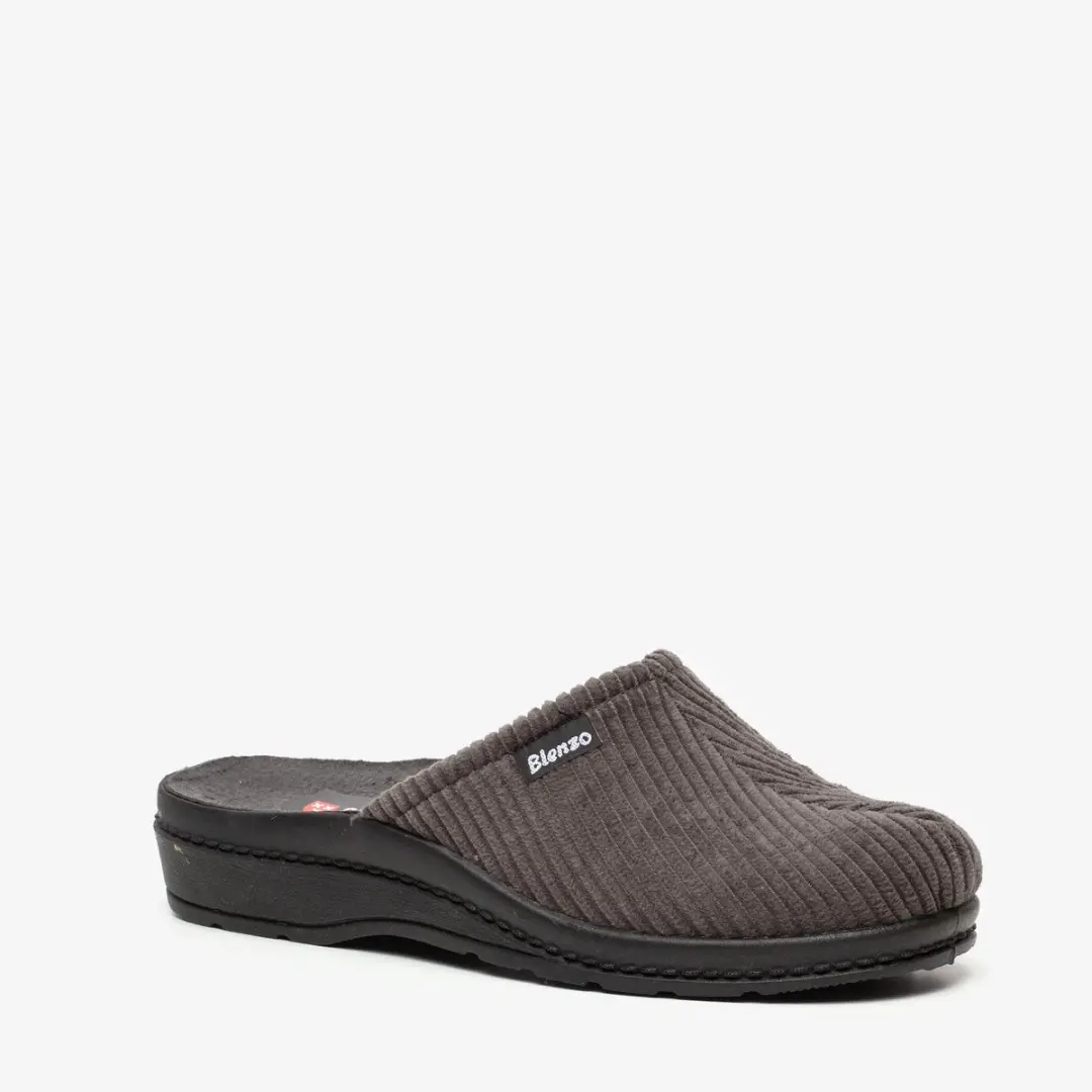 Blenzo heren pantoffels ribstof grijs