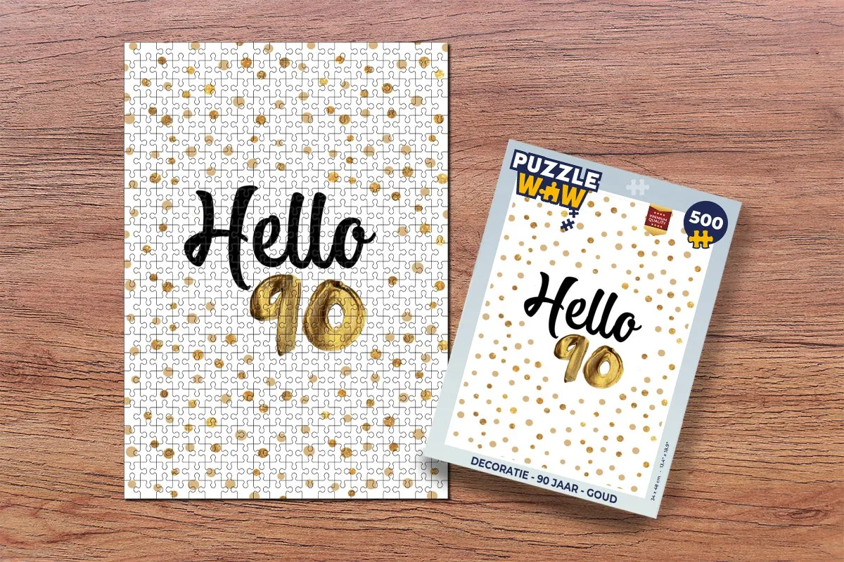 PuzzleWow 90 Jaar Legpuzzel 500 Stuks - Goud