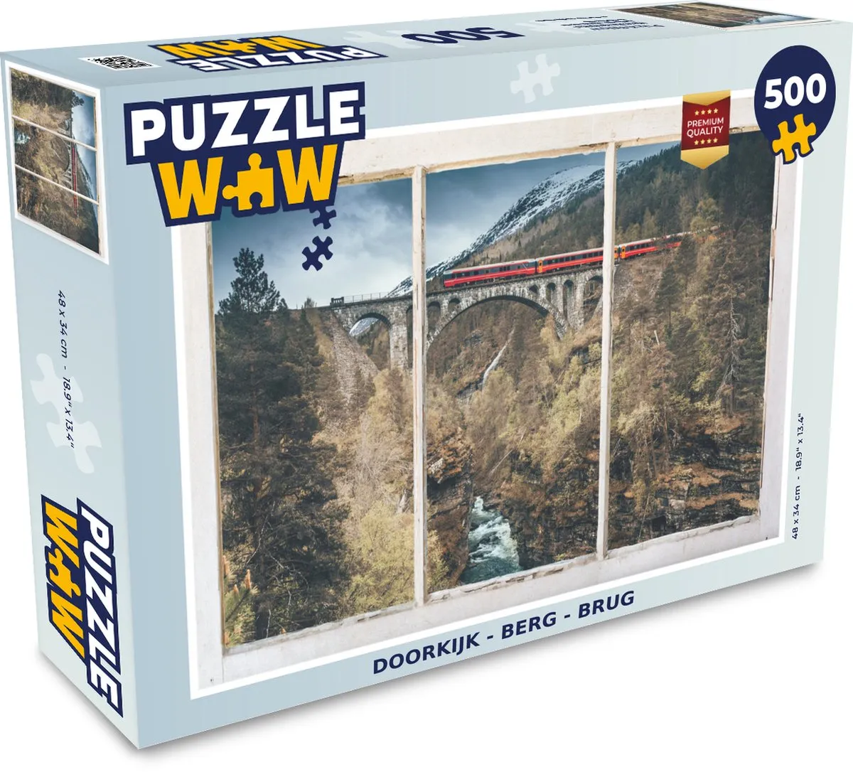 PuzzleWow Doorkijk Berg Brug Legpuzzel 500 Stuks - Multicolor