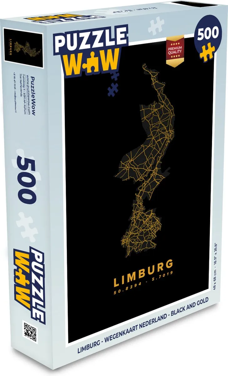 PuzzleWow Limburg Wegenkaart Nederland Legpuzzel 500 Stuks