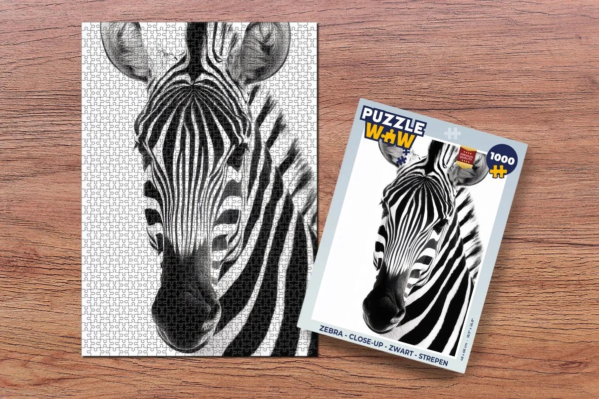 PuzzleWow Zebra Legpuzzel 1000 Stuks - Zwart