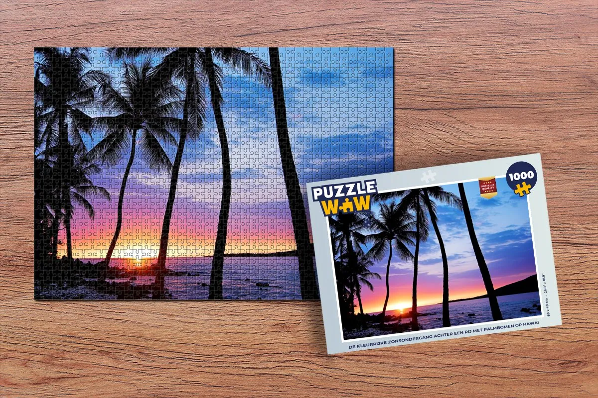PuzzleWow Legpuzzel 1000 Stuks - Hawaï Zonsondergang Multicolor