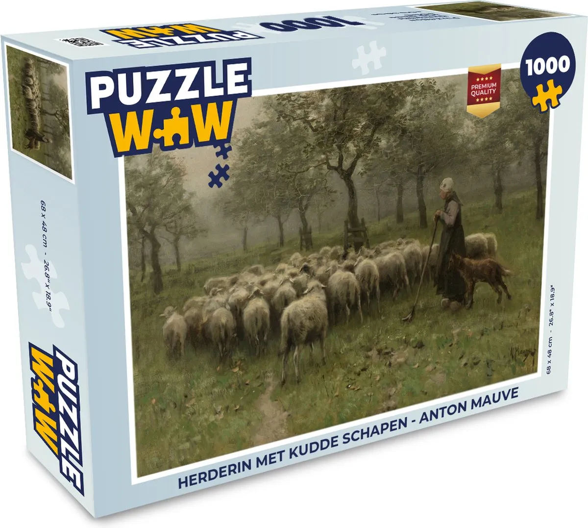 PuzzleWow Herderin met kudde schapen Legpuzzel 1000 stukjes - Anton Mauve - Multicolor