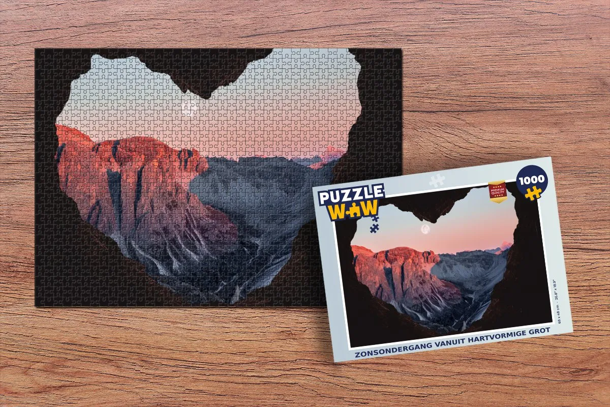 PuzzleWow Zonsondergang vanuit grot Legpuzzel 1000 Stuks - Multicolor