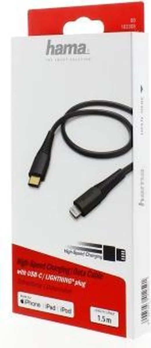 Hama USB-C - Lightning Oplaadkabel 1,5m - Kleurenmix