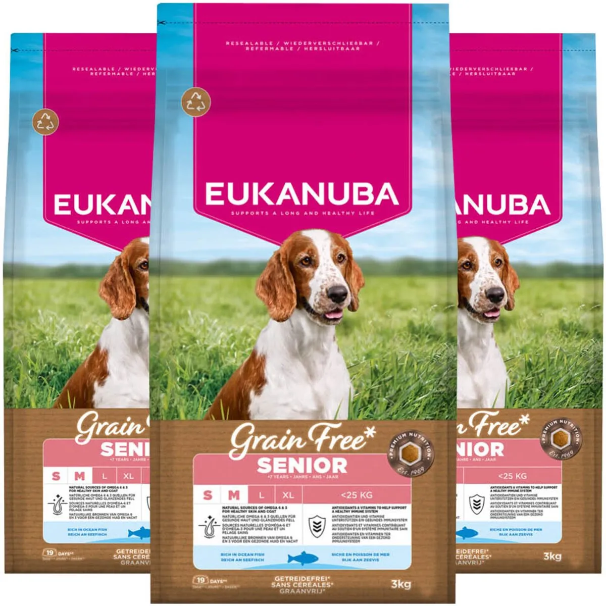 Eukanuba Grain Free Small/Medium Senior Oceaanvis - 3x3kg