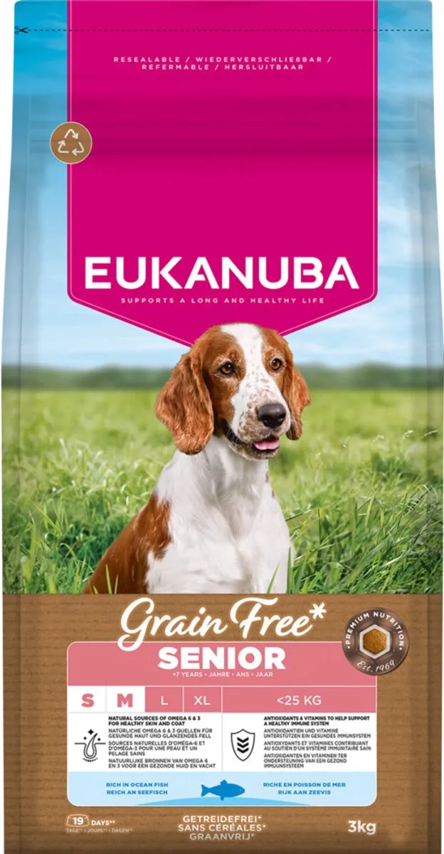 Eukanuba Grain Free Small/Medium Senior Oceaanvis - 3x3kg