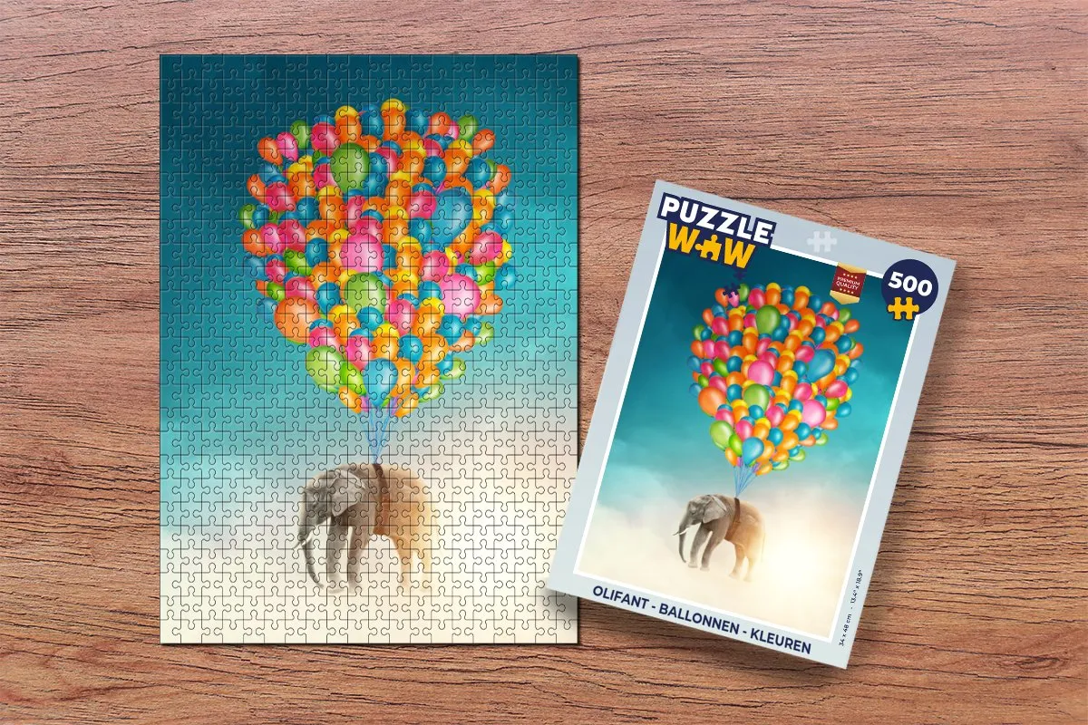 PuzzleWow Olifant Ballonnen Legpuzzel 500 Stuks - Multicolor