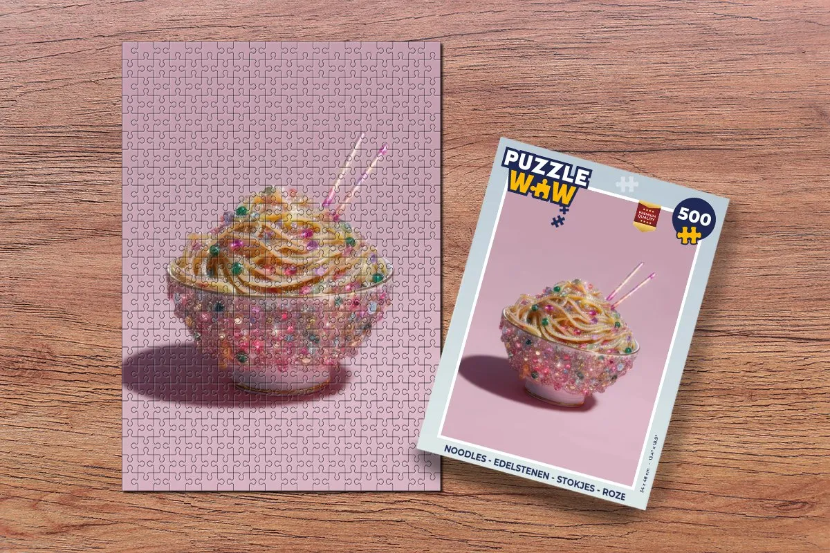 PuzzleWow Noodles Edelstenen Legpuzzel 500 Stuks - Roze