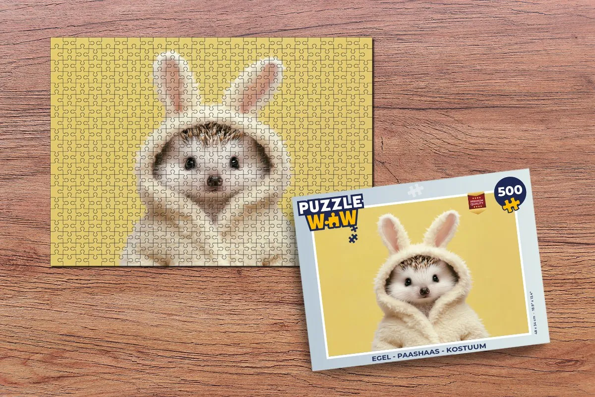 PuzzleWow Paashaas Legpuzzel 500 Stuks - Egel/Kostuum