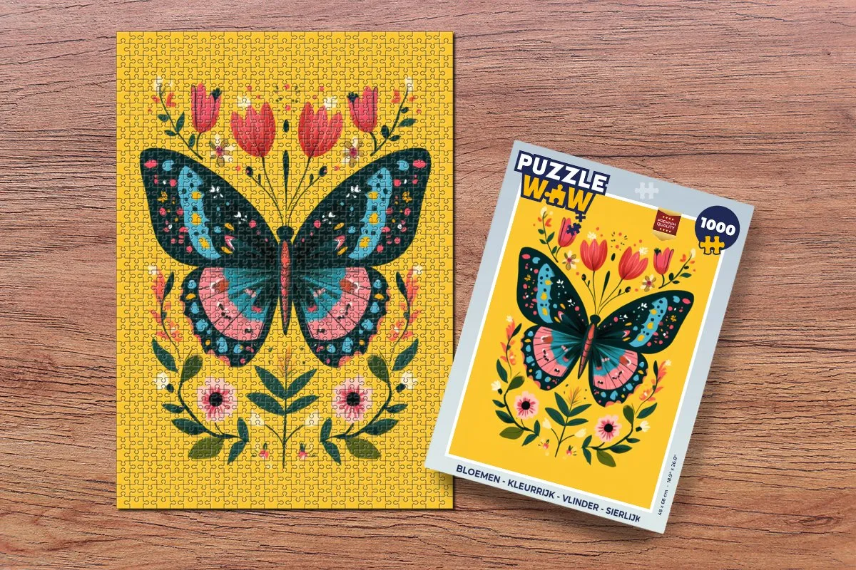 PuzzleWow Bloemen Vlinder Legpuzzel 1000 Stuks - MPN 8721414223039