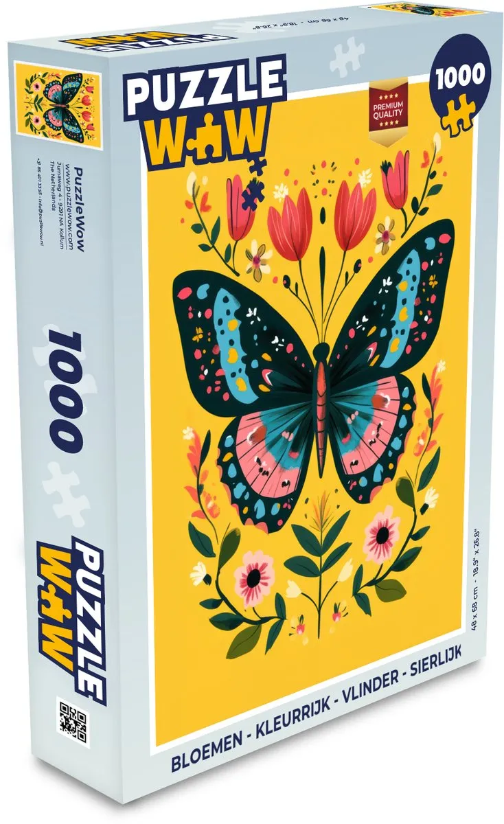 PuzzleWow Bloemen Vlinder Legpuzzel 1000 Stuks