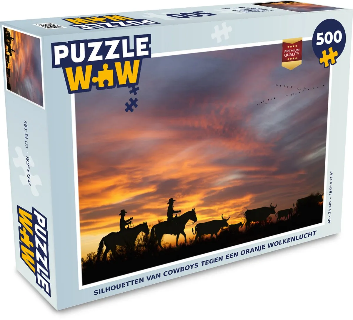PuzzleWow Cowboys Silhouetten Legpuzzel 500 Stuks
