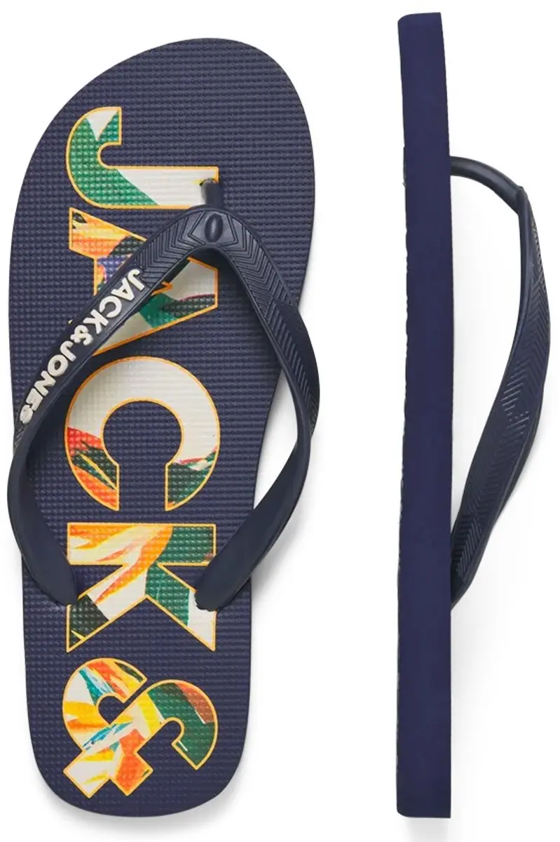 Jack & Jones Heren Teenslippers JFWLOGO Palm Print Blauw