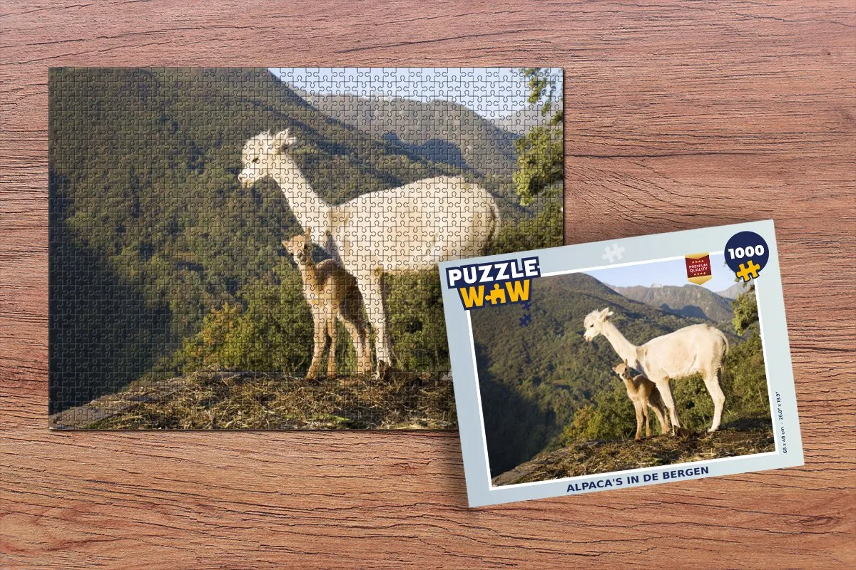 PuzzleWow Alpaca's Berg Natuur Legpuzzel 1000 Stuks - Multicolor
