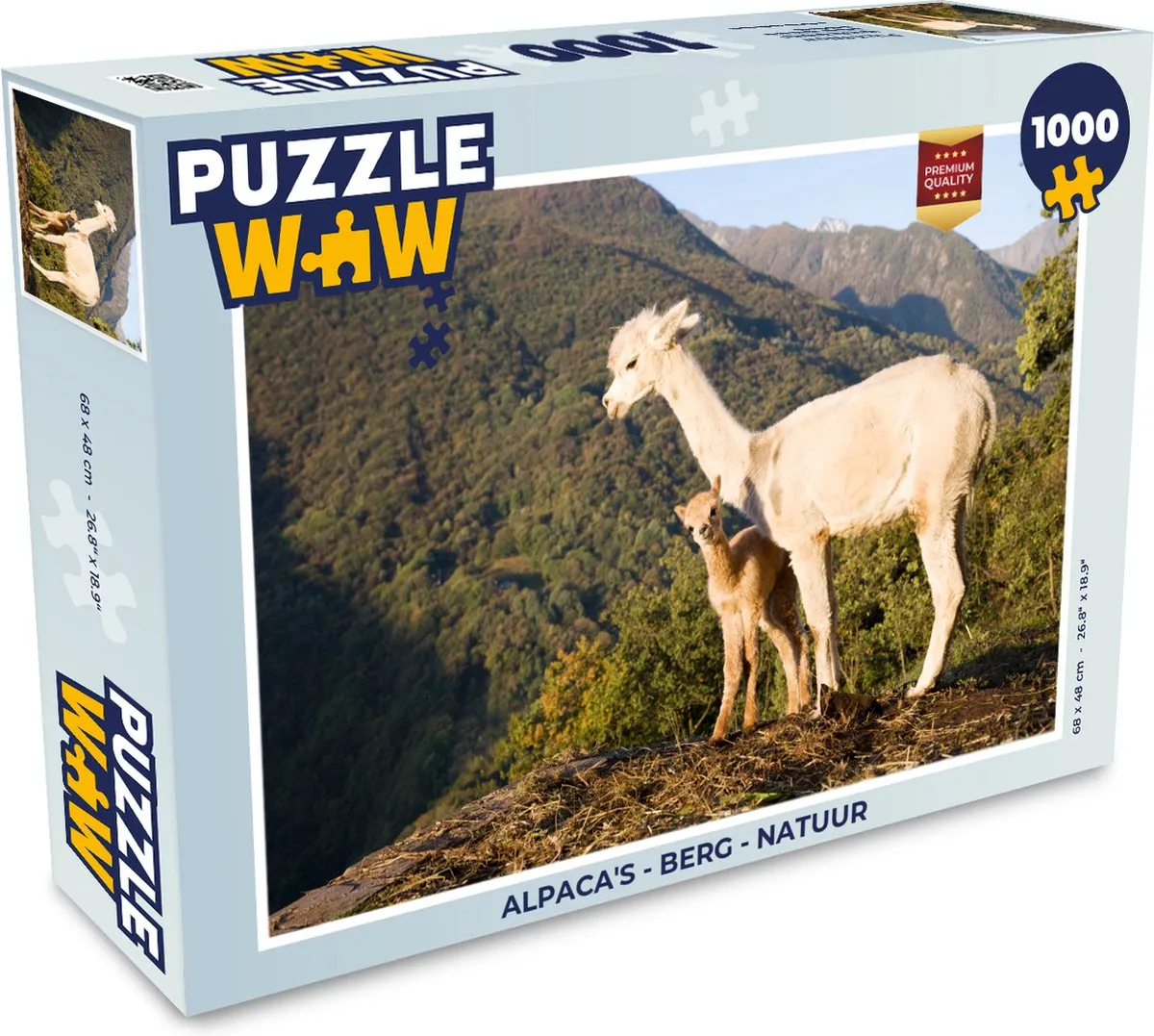 PuzzleWow Alpaca's Berg Natuur Legpuzzel 1000 Stuks - Multicolor