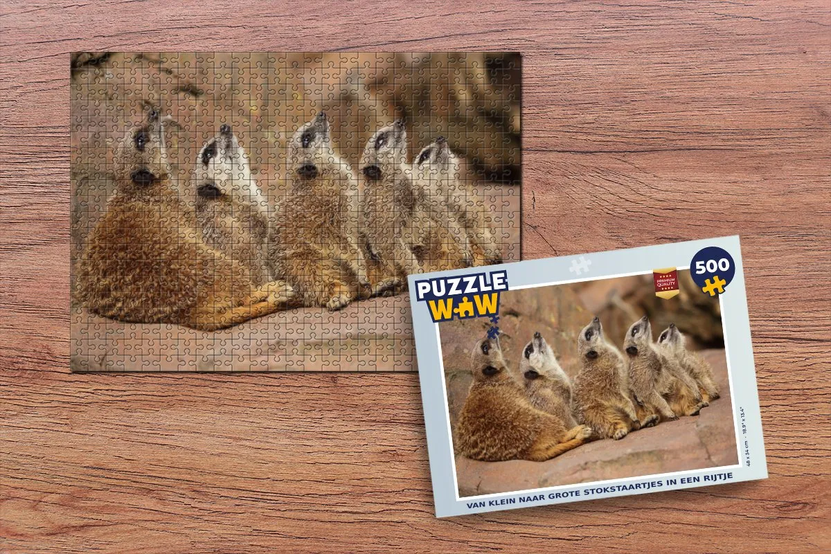 PuzzleWow Stokstaartjes Rots Natuur Legpuzzel 500 Stuks - Multicolor