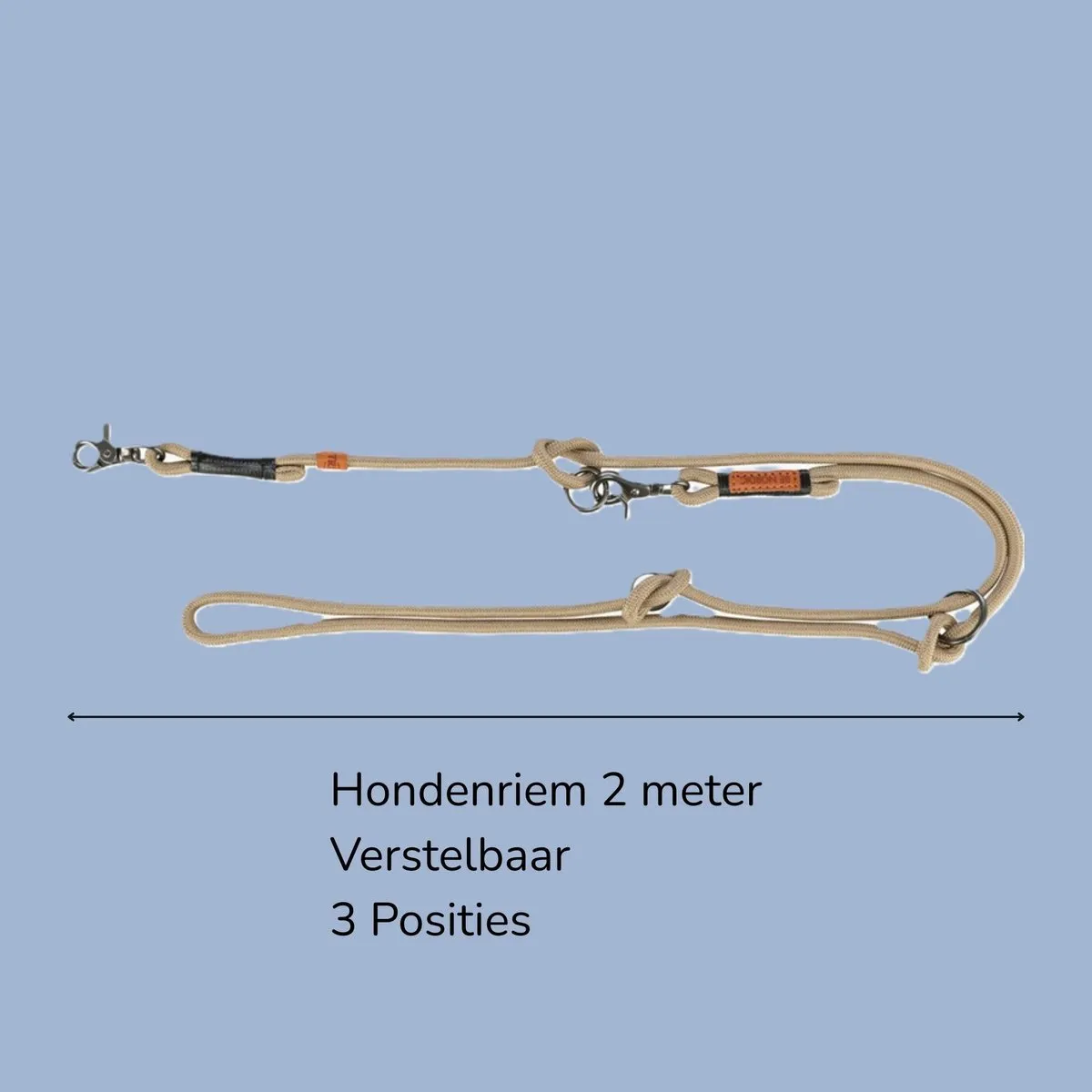 Trixie Be Nordic Verstelbare Hondenriem - Zand/Zwart - S/M - 2m