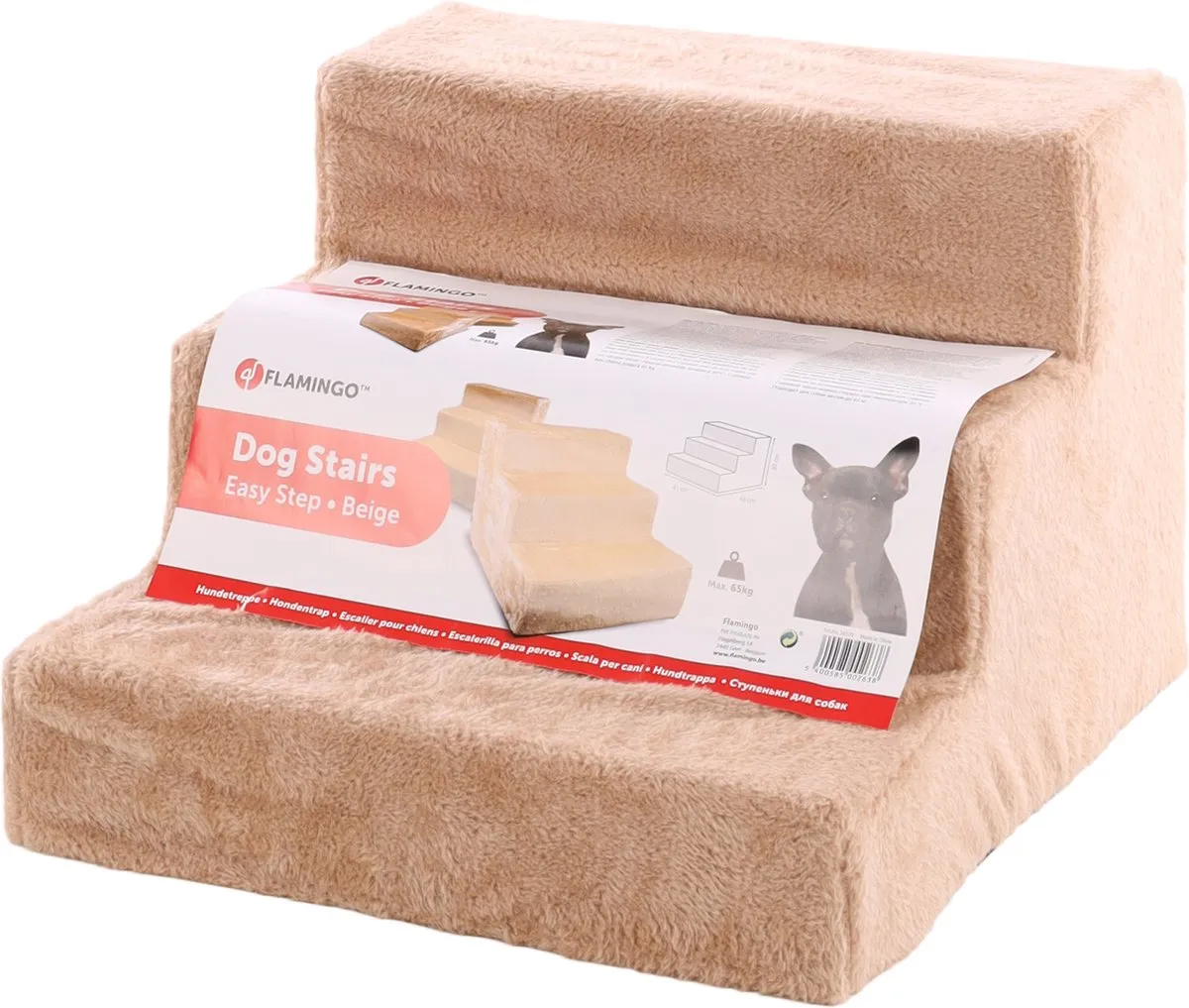 Flamingo Easy Step Hondentrap 3 treden - 41x43x30cm - Beige