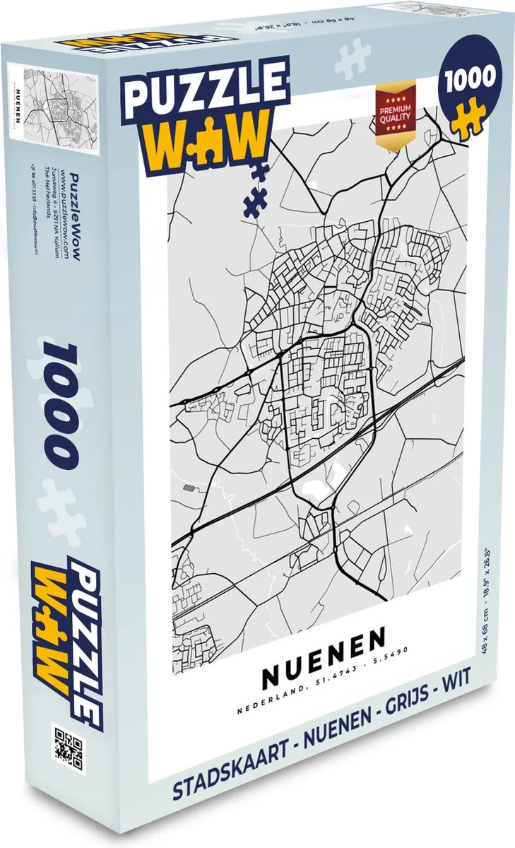 PuzzleWow Stadskaart Nuenen Legpuzzel 1000 Stuks