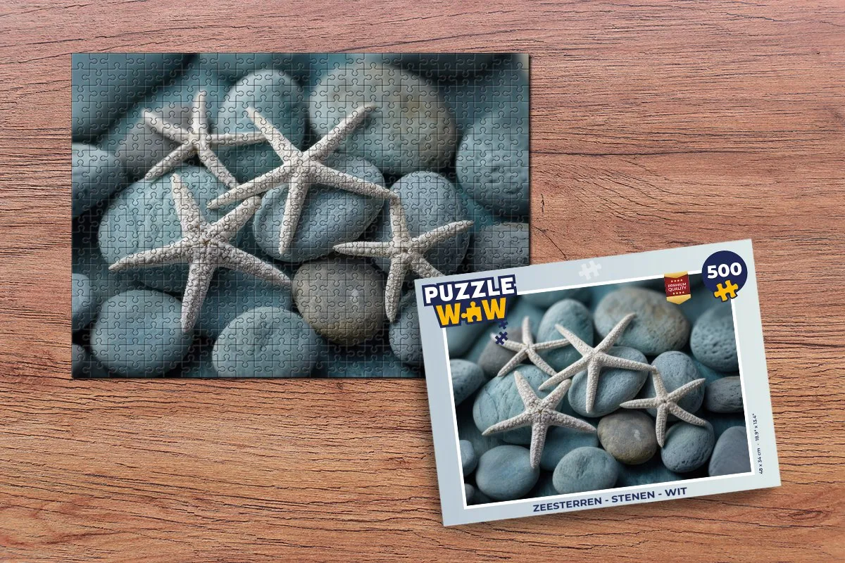 PuzzleWow Zeesterren Stenen Legpuzzel 500 Stuks - Wit