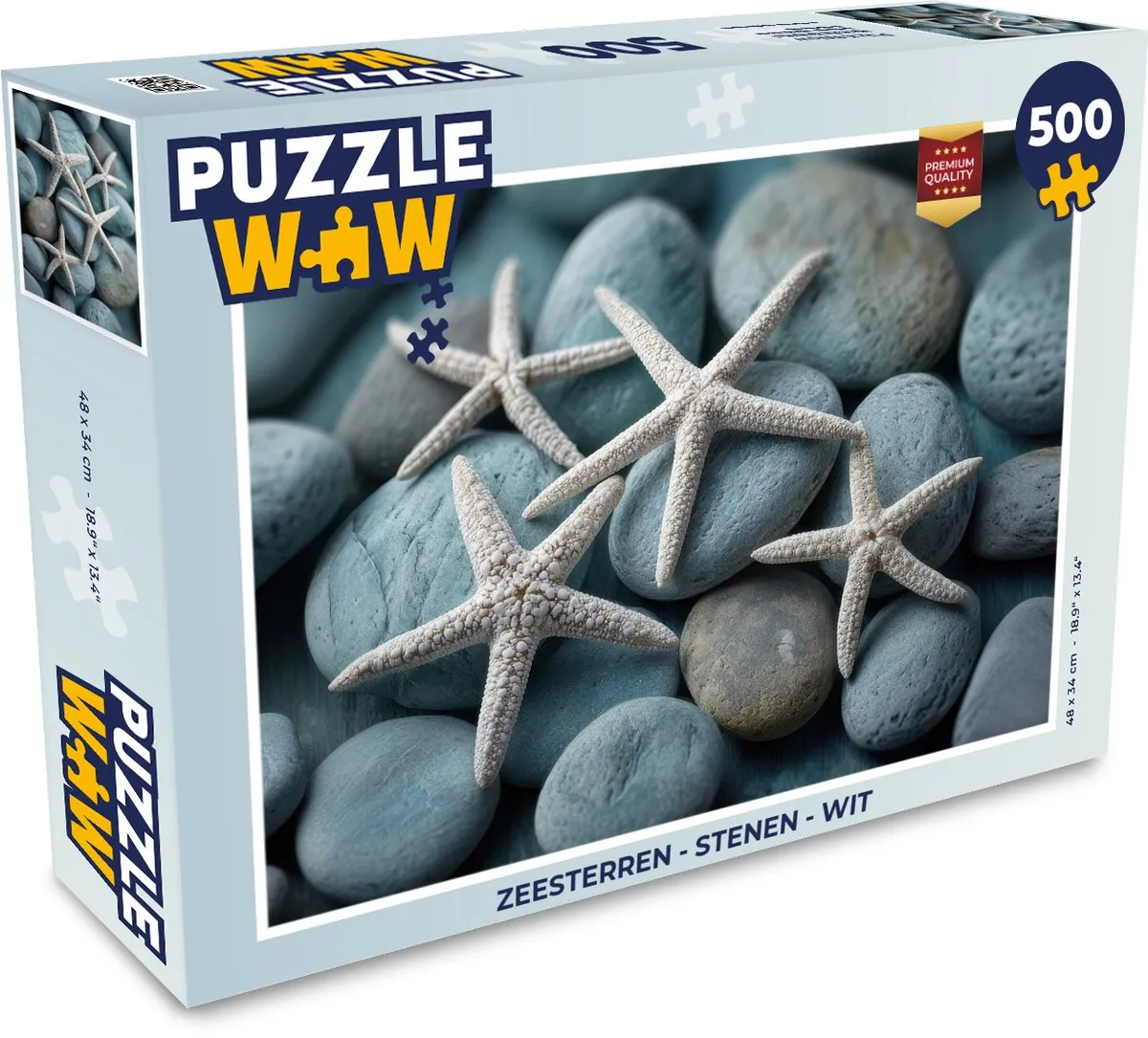PuzzleWow Zeesterren Stenen Legpuzzel 500 Stuks - Wit