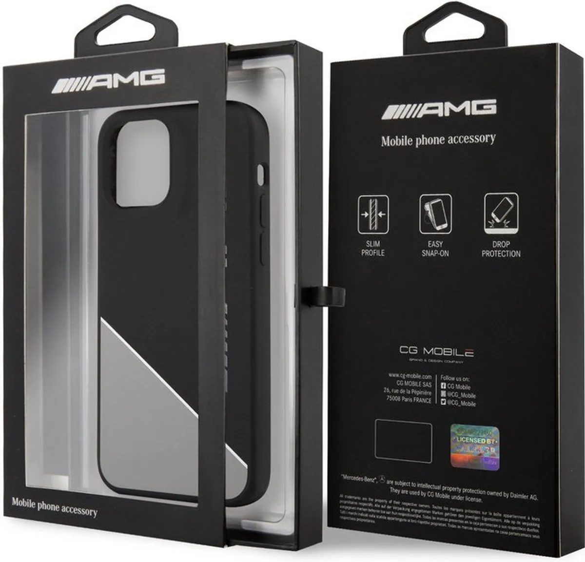Mercedes-AMG Silicone Back Case Two Tones - iPhone 12/12 Pro Zwart/Grijs