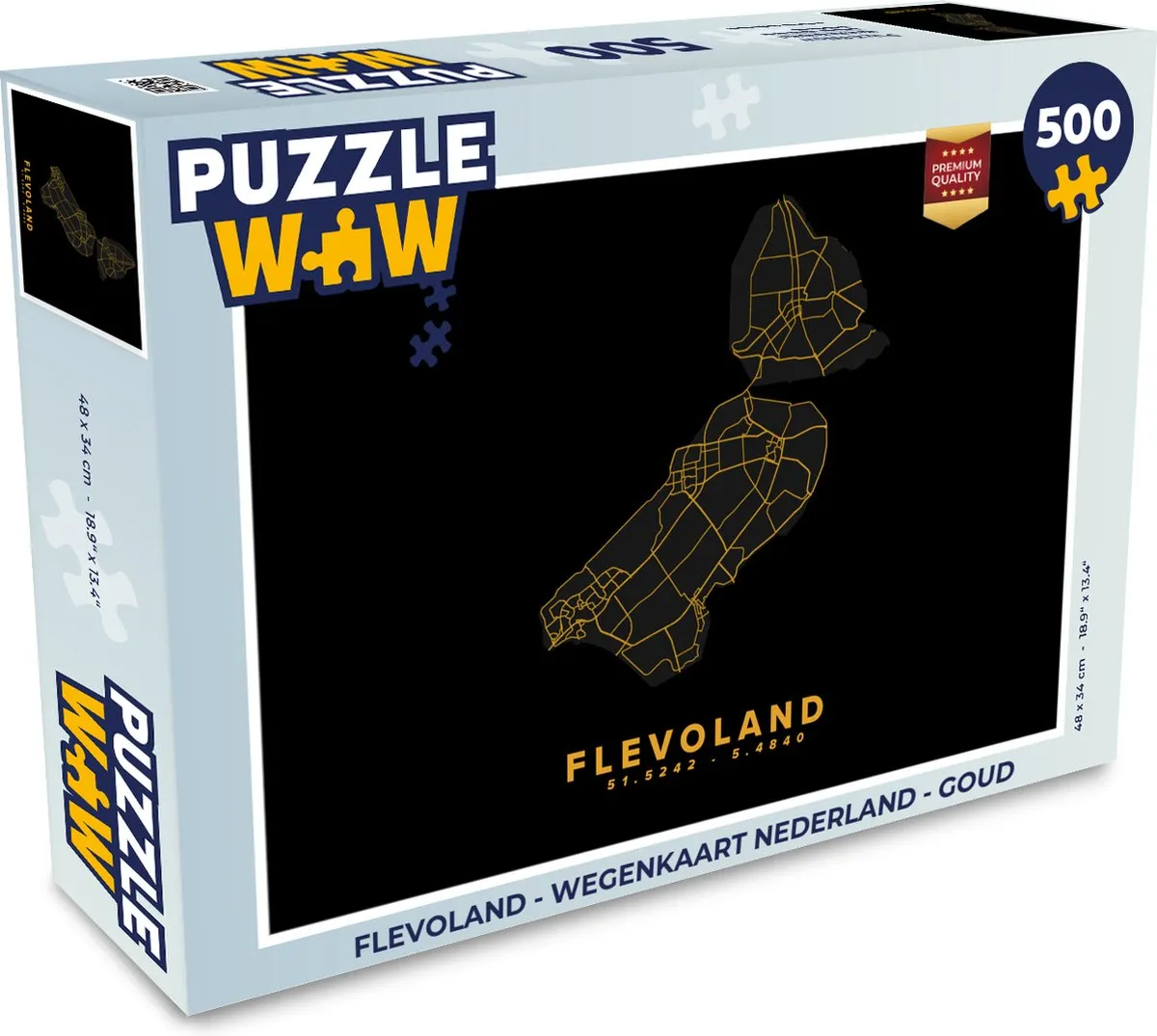 PuzzleWow Flevoland Wegenkaart Nederland Legpuzzel 500 Stuks