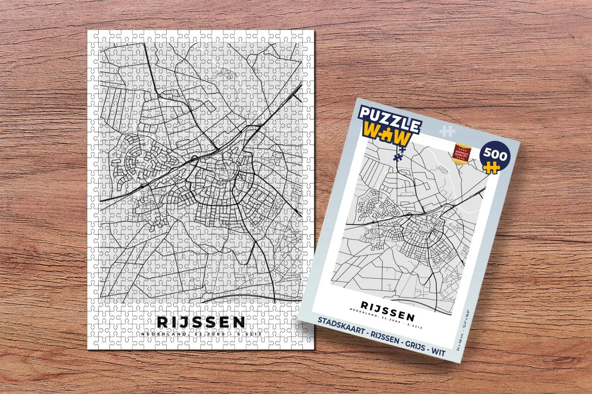 PuzzleWow Stadskaart Rijssen Legpuzzel 500 Stuks - Multicolor