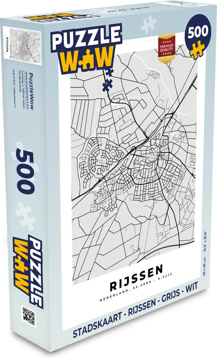 PuzzleWow Stadskaart Rijssen Legpuzzel 500 Stuks - Multicolor