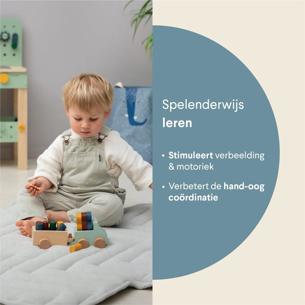 Trixie Houten Speelgoedauto met Aanhangwagen 36-807 - Multi - afbeelding 6 van 6