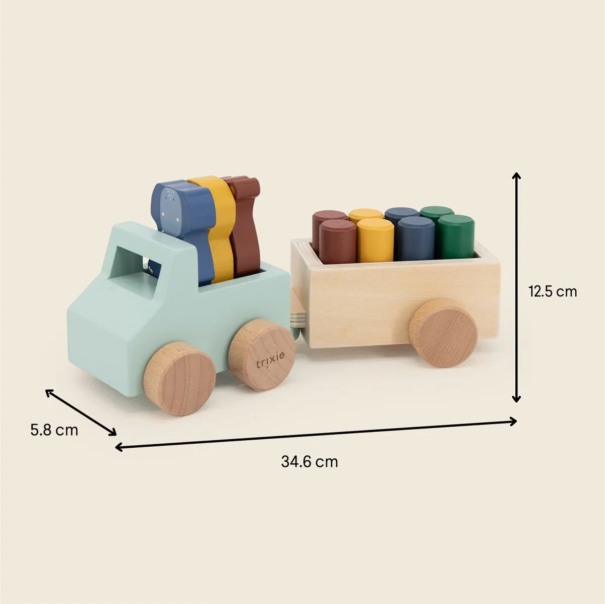 Trixie Houten Speelgoedauto met Aanhangwagen 36-807 - Multi