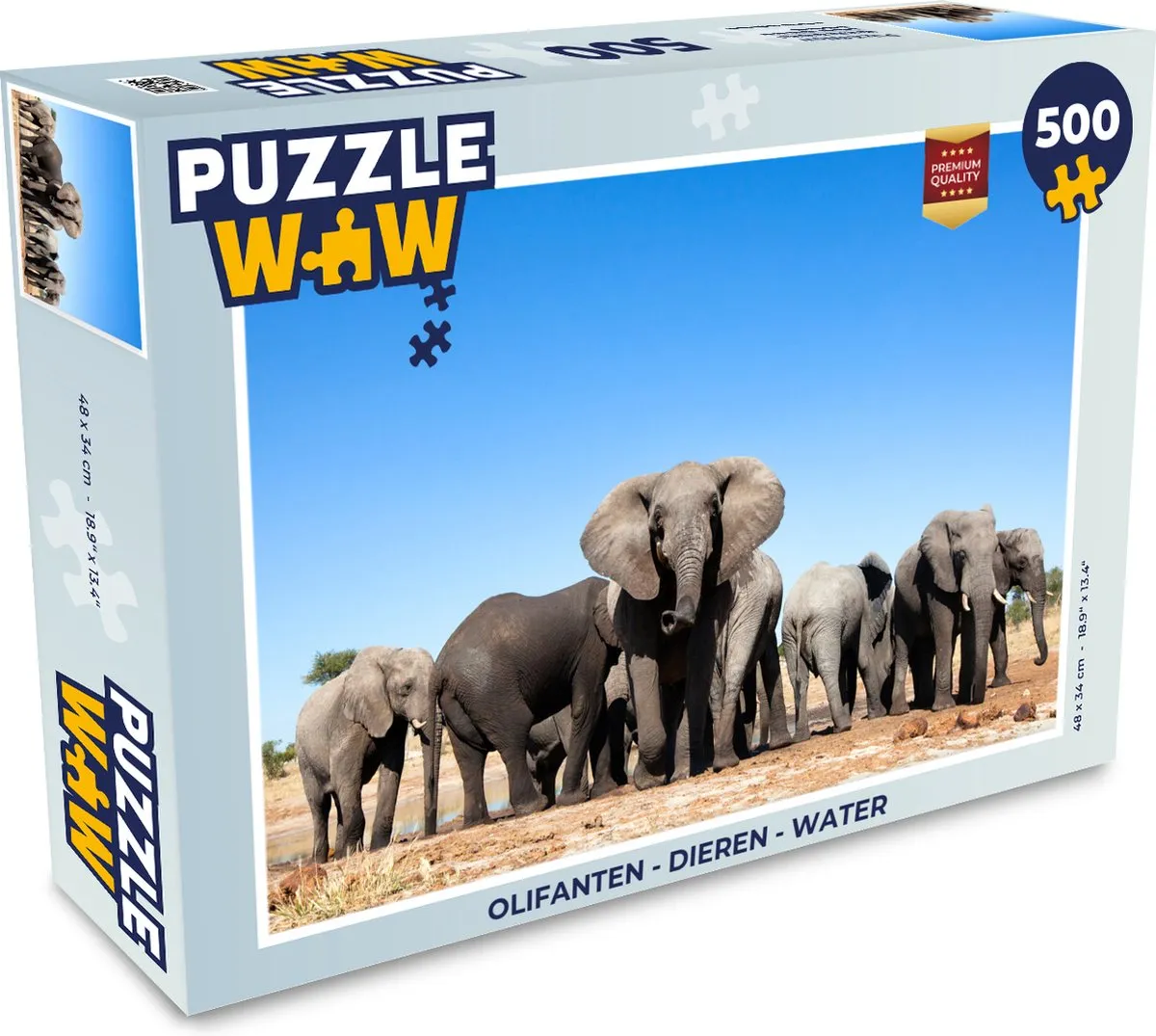 PuzzleWow Olifanten Dieren Water Legpuzzel 500 Stuks