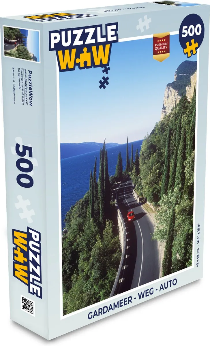 PuzzleWow Gardameer Weg Auto Legpuzzel 500 Stuks - Multicolor