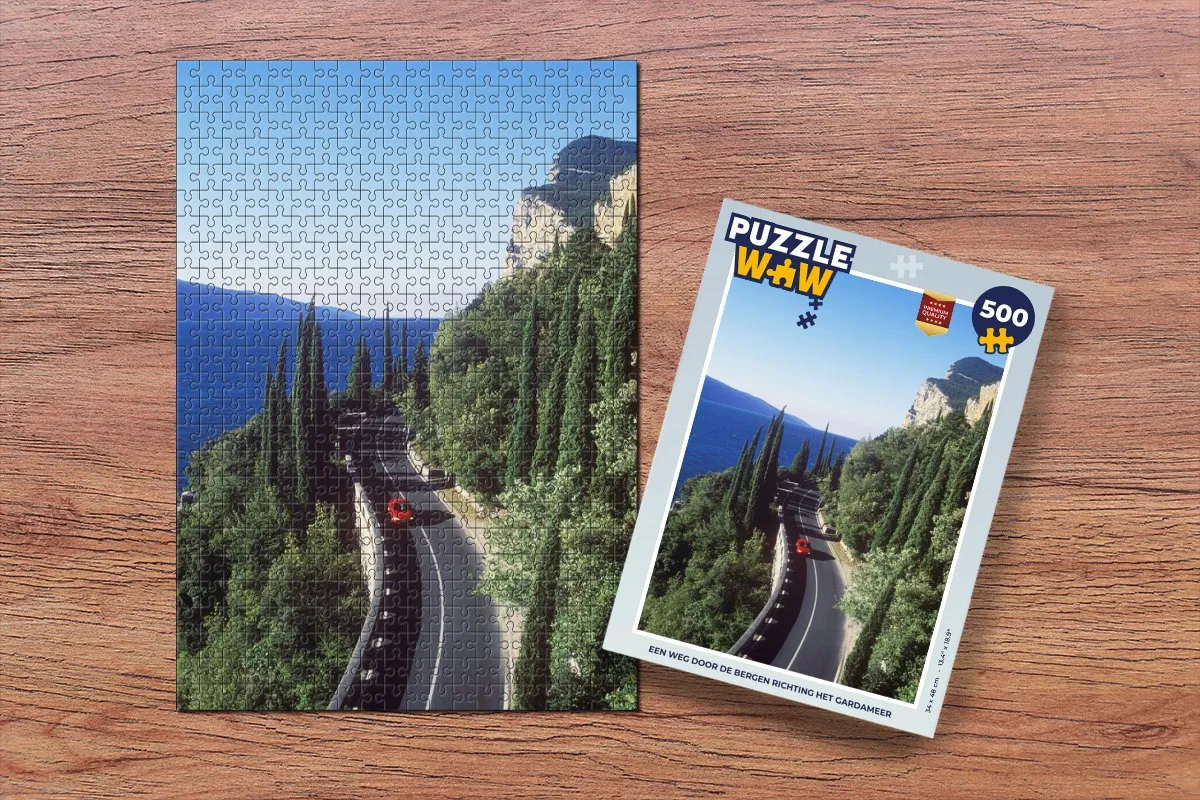 PuzzleWow Gardameer Weg Auto Legpuzzel 500 Stuks - Multicolor