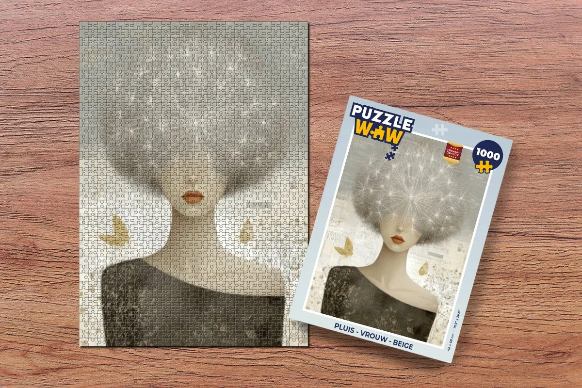 PuzzleWow Pluis Vrouw Puzzel 1000 Stuks - Beige