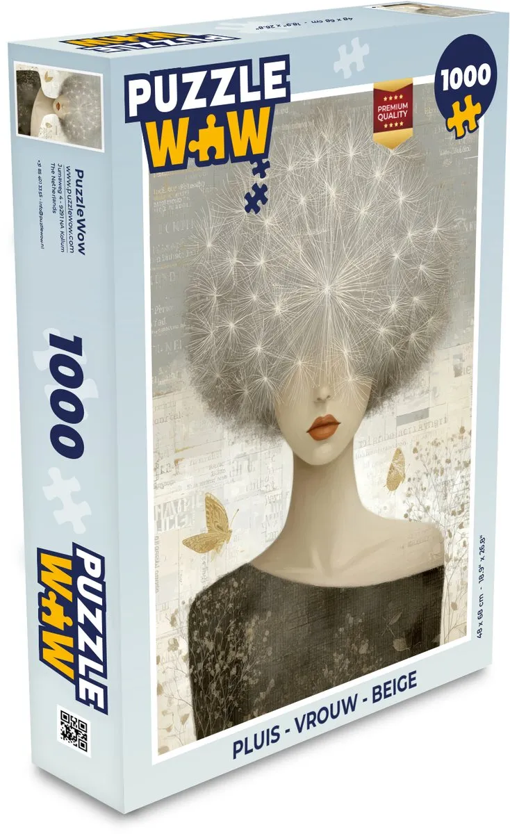 PuzzleWow Pluis Vrouw Puzzel 1000 Stuks - Beige