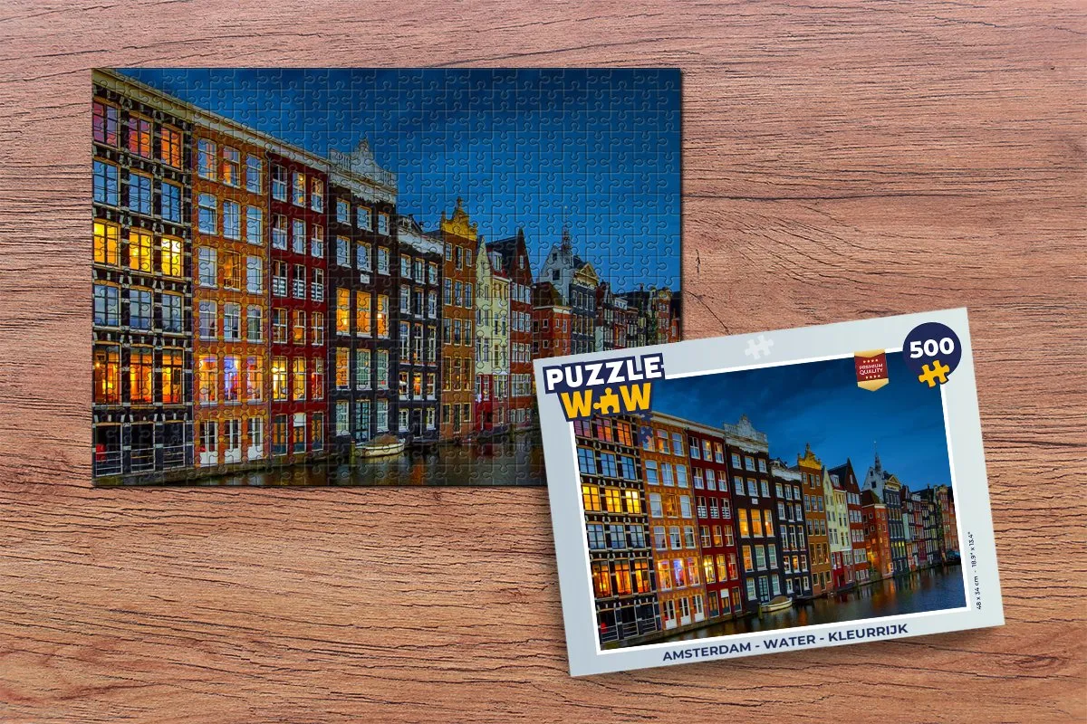 PuzzleWow Amsterdam Water Legpuzzel 500 Stuks - Multicolor