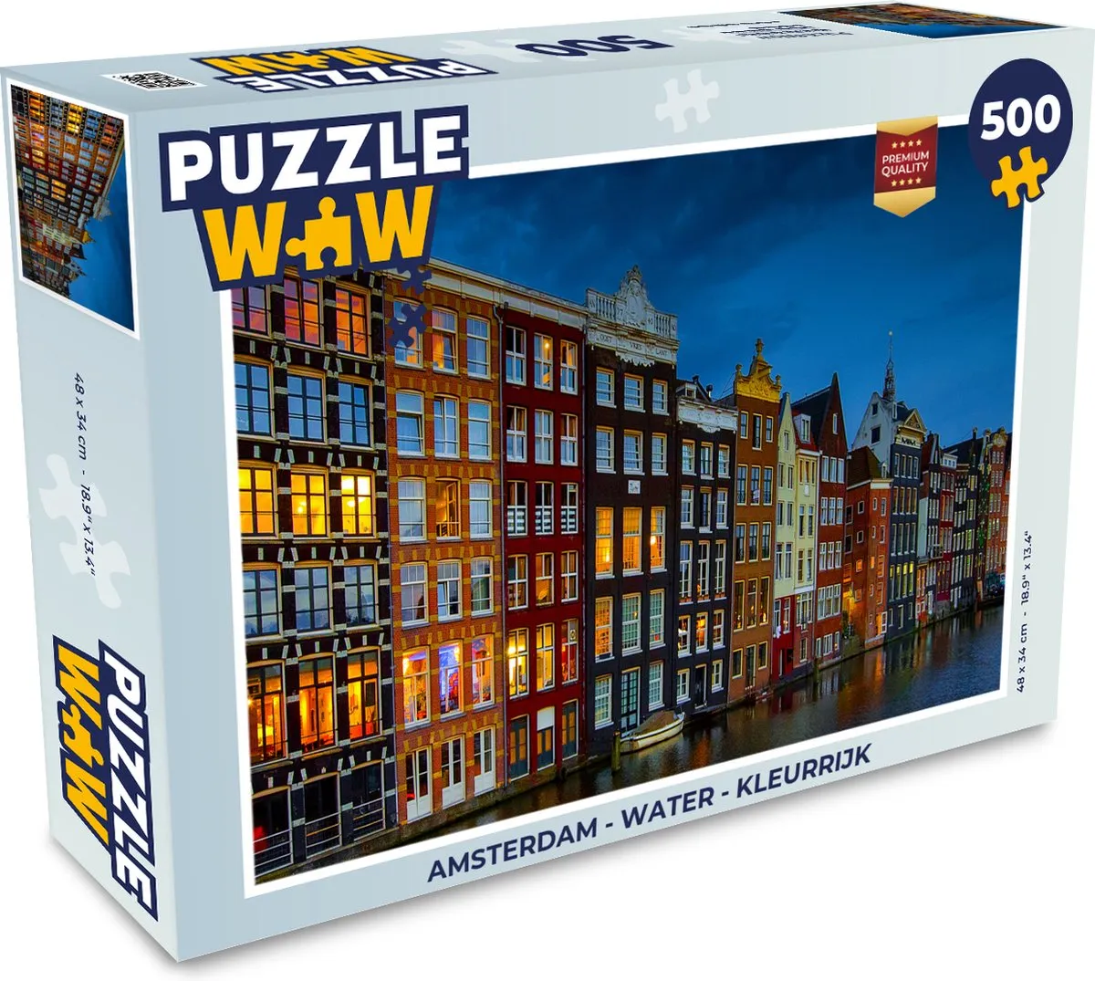 PuzzleWow Amsterdam Water Legpuzzel 500 Stuks - Multicolor