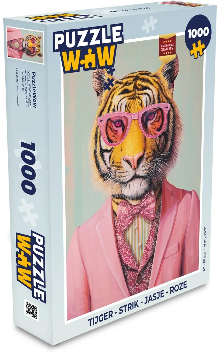 PuzzleWow Tijger Strik Jasje Legpuzzel 1000 Stuks