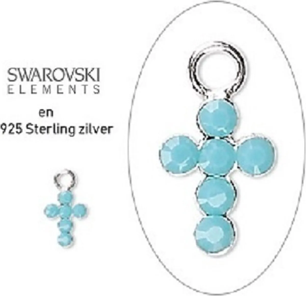 Swarovski Sterling Zilveren Bedeltjes 7x5mm