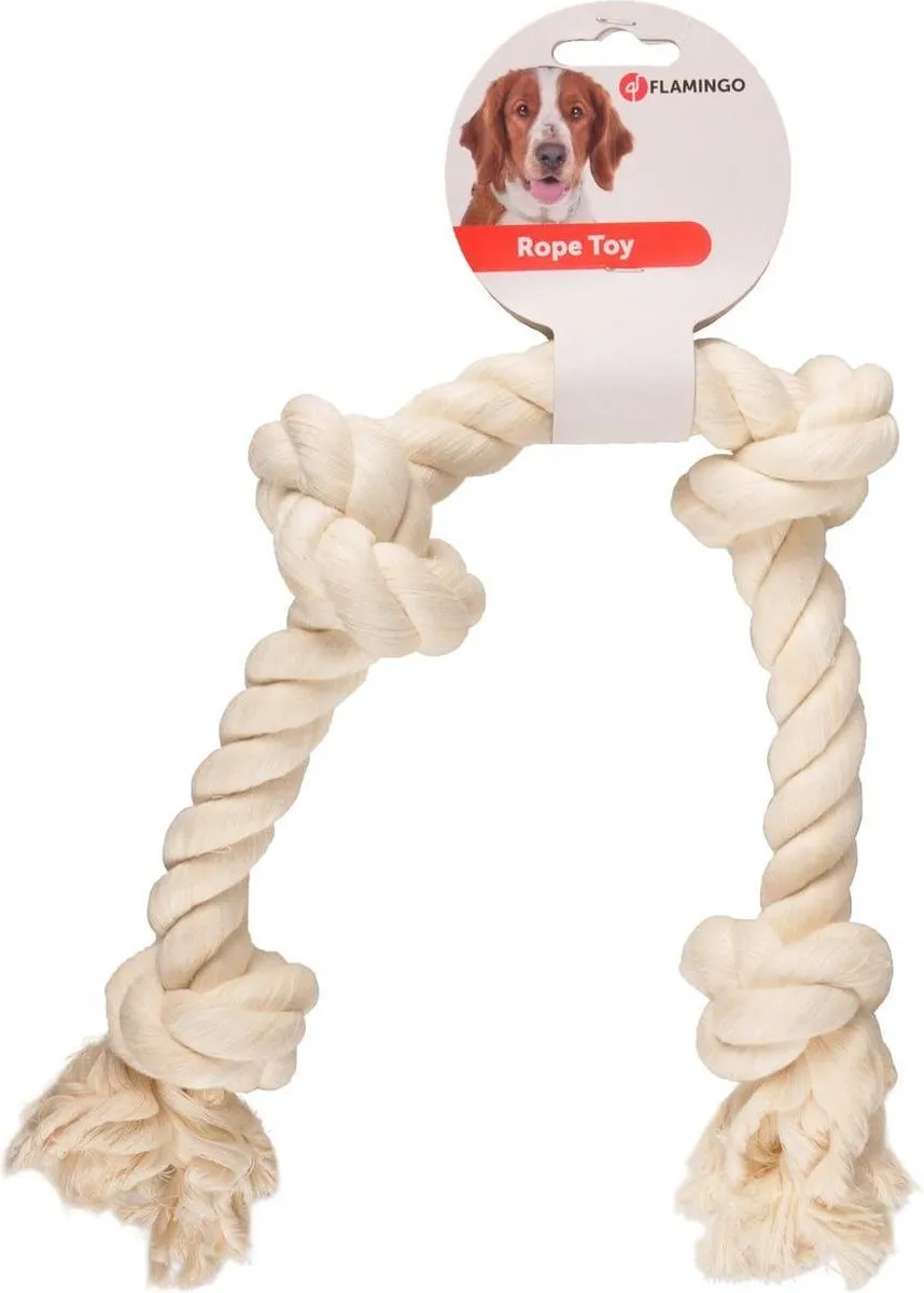 Flamingo Cotton Bone Jack Hondenspeelgoed 60cm - Wit - afbeelding 3 van 3